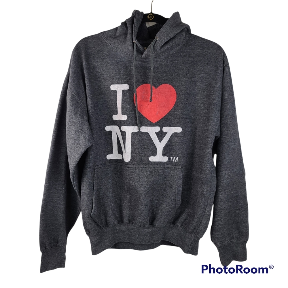 I Love New York Licensed Charcoal Hoodie Sweatshirt Unisex Medium PRICE FIRM